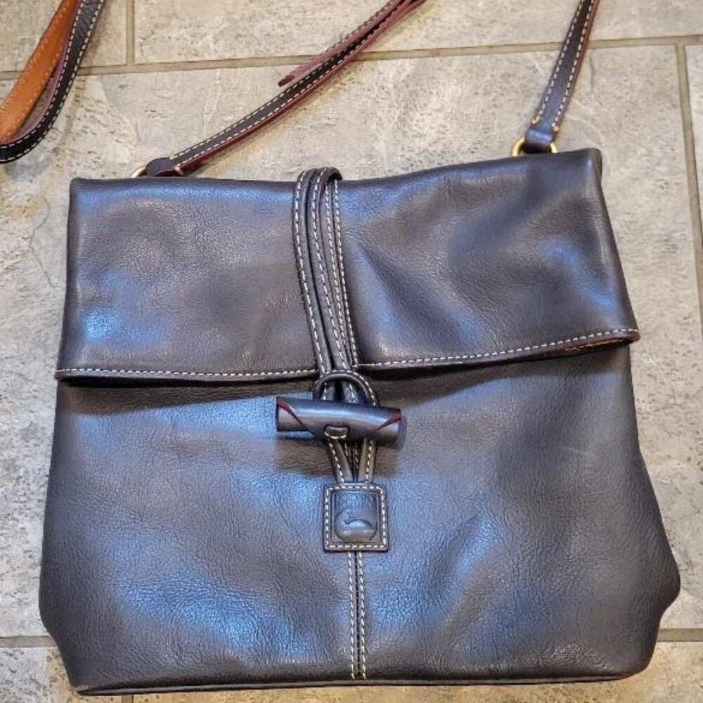 Dooney and Bourke Florentine Medium Toggle Crossbody Bag in Blue/Grey Leather